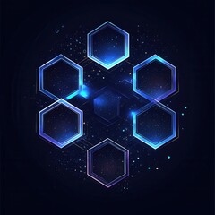 Wall Mural - futuristic abstract background with hexagon shapes and sparkling particles for technology and innova