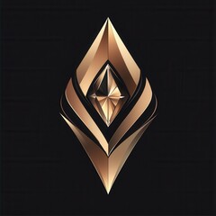 Wall Mural - elegant geometric design in gold and black featuring a diamond shape surrounded by smooth curves, pe