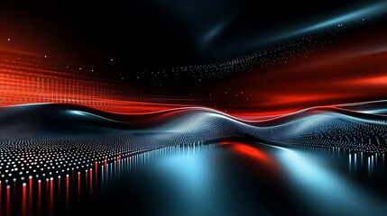 Sleek Abstract Digital Landscape With Red and Blue Highlights Data Stream Visualization Technology Background Modern Futuristic Backdrop