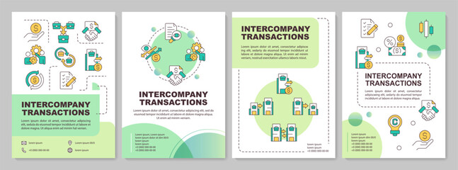 Wall Mural - intercompany transactions green circle brochure template. b2b financial relationship. leaflet design