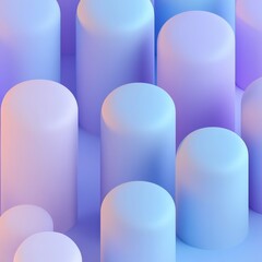Wall Mural - soft pastel cylinders on a gradient background in minimalist style