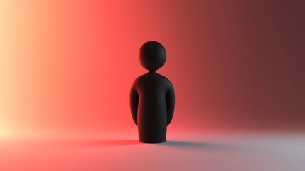 Wall Mural - minimalist black figure standing against a colorful gradient background