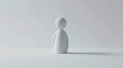 Wall Mural - minimalist white figurine standing on a light surface with shadows