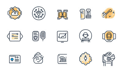 Wall Mural - minimalist ai line icons set - vector illustrations for artificial intelligence themes