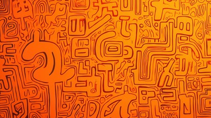 Wall Mural - abstract orange background with intricate line patterns and geometric shapes for creative design pro
