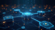 © Viktor_D - A digital abstract scene of interconnected blocks, glowing nodes, and floating binary code, representing blockchain's secure, transparent nature in digital transactions.
