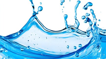 Wall Mural - dynamic splash of clear blue water creating waves against a bright white background