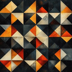Wall Mural - colorful geometric pattern with triangles and diamonds on a dark background, ideal for modern design