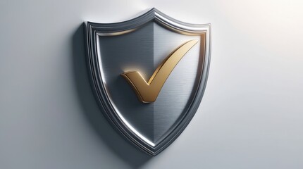 Digital security emblem featuring a checkmark within a shield design.