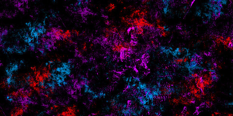 Wall Mural - Cosmic neon light blue watercolor background aquarelle deep black design. Aquamarine and pink Abstract Glowing fractal digital art design vector design. Star field background . Magic purple glow swirl