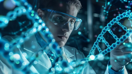 Aufkleber - This scientist examines DNA structures while researching genetic alterations for youthfulness.