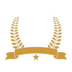 Wall Mural - gold award laurel wreath with ribbon, crown and empty place for name of winner. champion reward vect