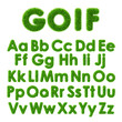 © marozhkastudio - 3d golf text, green grass font of alphabet render. Fresh plant uppercase and lowercase letters with soft fluffy herb texture. Lawn type effect for golf club or sport tournament design. 3D illustration