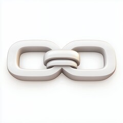 White 3D Rendered Interlocking Chain Links on White Background