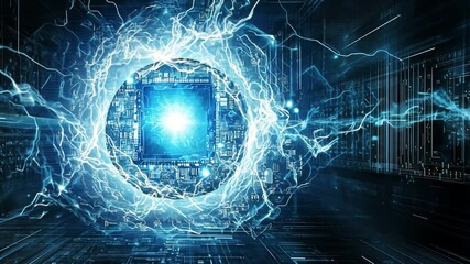 Wall Mural - digital core: high-tech abstract design featuring an abstract digital core or cpu, showcasing dynami