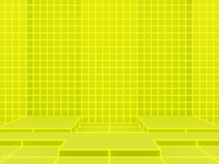 Wall Mural - 3d yellow background with grid neon lights