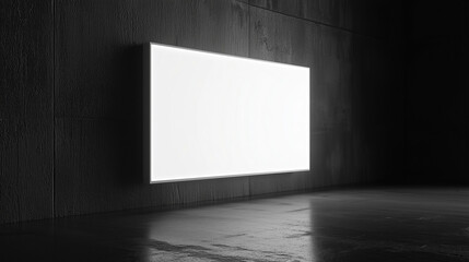 Wall Mural - Bright rectangular light fixture illuminates a dark room with minimalistic design and modern ambiance Generative AI