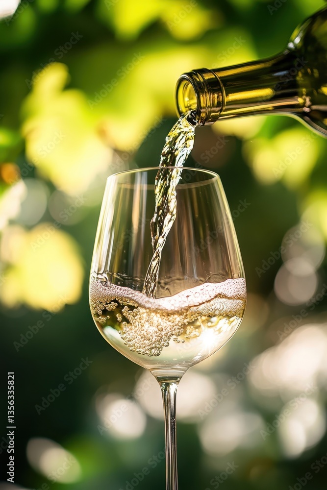Pouring Perfection A closeup, capturing a bottle gracefully pouring
