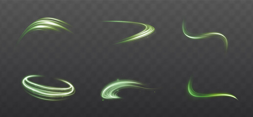 Fototapete - Futuristic green glowing swirl with circular motion and sparkling energy. Dynamic neon wave with spiral and tornado effects. Perfect for tech, speed, and abstract vector backgrounds