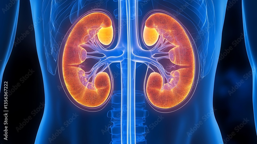Human kidneys anatomical illustration. Stock Photo | Adobe Stock