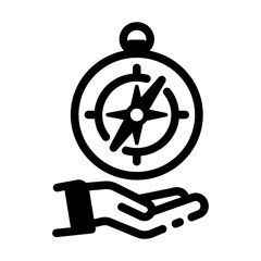 Canvas Print - A linear style icon of directional compass 
