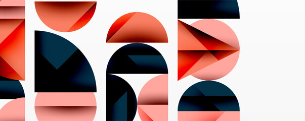 Wall Mural - Minimal geometric abstract background. Circle square and triangle design