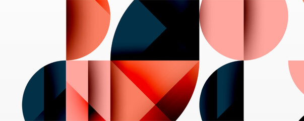 Wall Mural - Minimal geometric abstract background. Circle square and triangle design