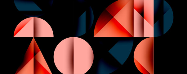 Wall Mural - Minimal geometric abstract background. Circle square and triangle design