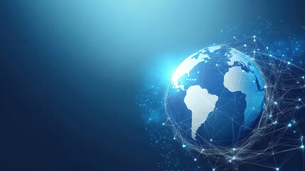Abstract digital planet Earth with network connections on a blue background