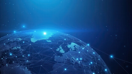 Abstract digital planet Earth with network connections on a blue background