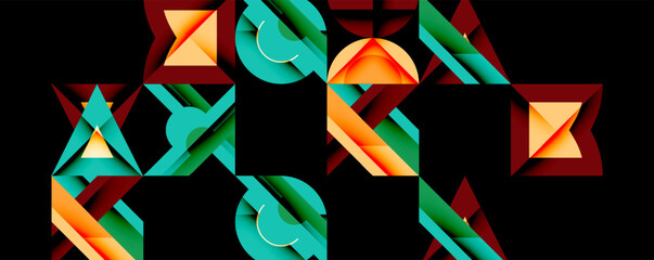 Wall Mural - Circles squares lines abstract background