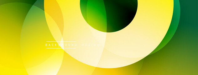 Wall Mural - layered circular shapes in vivid colors form a gradient-rich abstract design with smooth transitions
