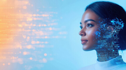 young female Programmer standing with program screen