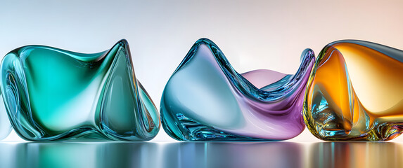 Canvas Print - wavy glass shapes background