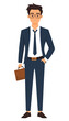 © MMTM - Young businessman in suit holding briefcase smiling