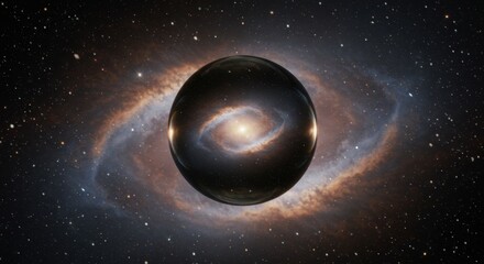 Wall Mural - a captivating digital artwork depicts a swirling galaxy encapsulated within a reflective, spherical 