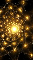 Wall Mural - Golden spiral galaxy with radiant stars showcasing cosmic beauty and intricate patterns