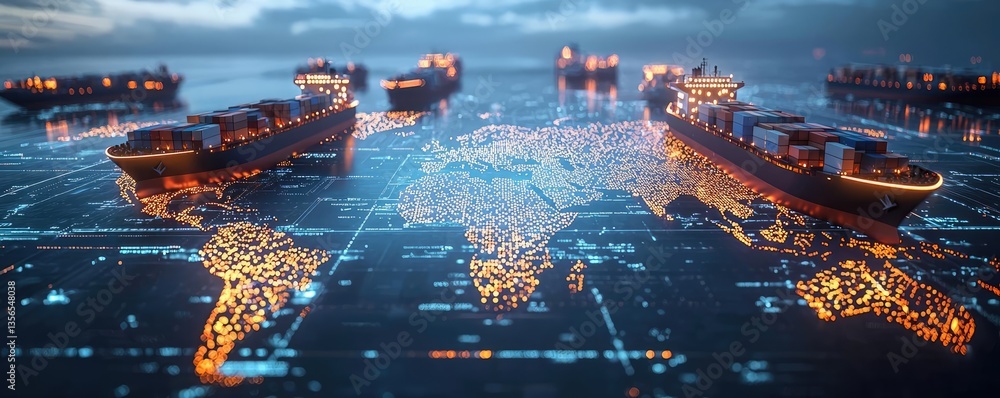 Cargo logistics and freight tracking in global network concept. Global ...