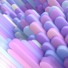 Fototapete - Abstract digital illustration of a series of rounded vertical columns in bright pastel colors. Composition evokes elements of futuristic architecture. 3d rendering