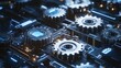 © theo - Navigating the Complexities of Modern Technology: A Hand Interacting with a Digital Interface Displaying Intricate Systems and Security Features.