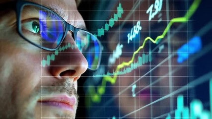 Wall Mural - a leader analyzing a growth graph on a digital screen with focused expressions.
