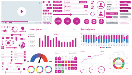 A modern interface kit with buttons, graphs, and elements for creating web applications and dashboards, ideal for business, statistics, and finance.