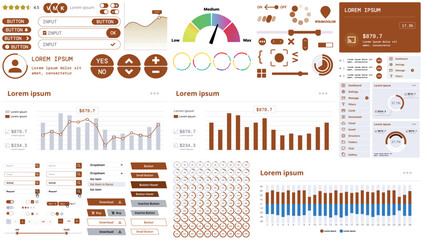 Wall Mural - a modern interface kit with buttons, graphs, and elements for creating web applications and dashboar