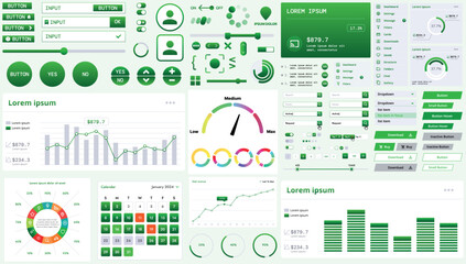Wall Mural - a modern interface kit with buttons, graphs, and elements for creating web applications and dashboar