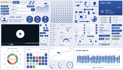 Wall Mural - a modern interface kit with buttons, graphs, and elements for creating web applications and dashboar