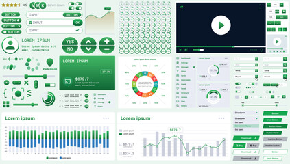 Wall Mural - a modern interface kit with buttons, graphs, and elements for creating web applications and dashboar