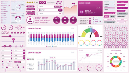 Wall Mural - a modern interface kit with buttons, graphs, and elements for creating web applications and dashboar