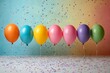 © ChaoticMind - Colorful balloons decorate a party scene with confetti on a vibrant background