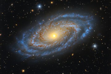 Poster - Beauty of a spiral galaxy with vibrant colors and bright core captured in deep space