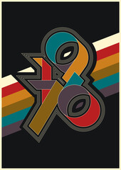 Wall Mural - 1976 vintage style poster from the seventies, 70s colors and shapes